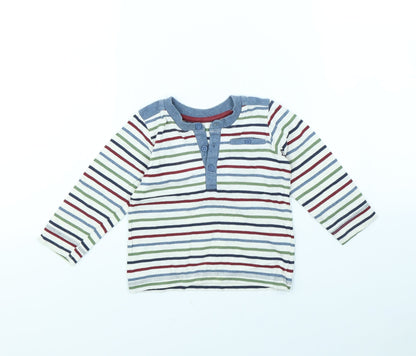 Front view of George boys’ multicoloured striped basic t-shirt, size 12, months