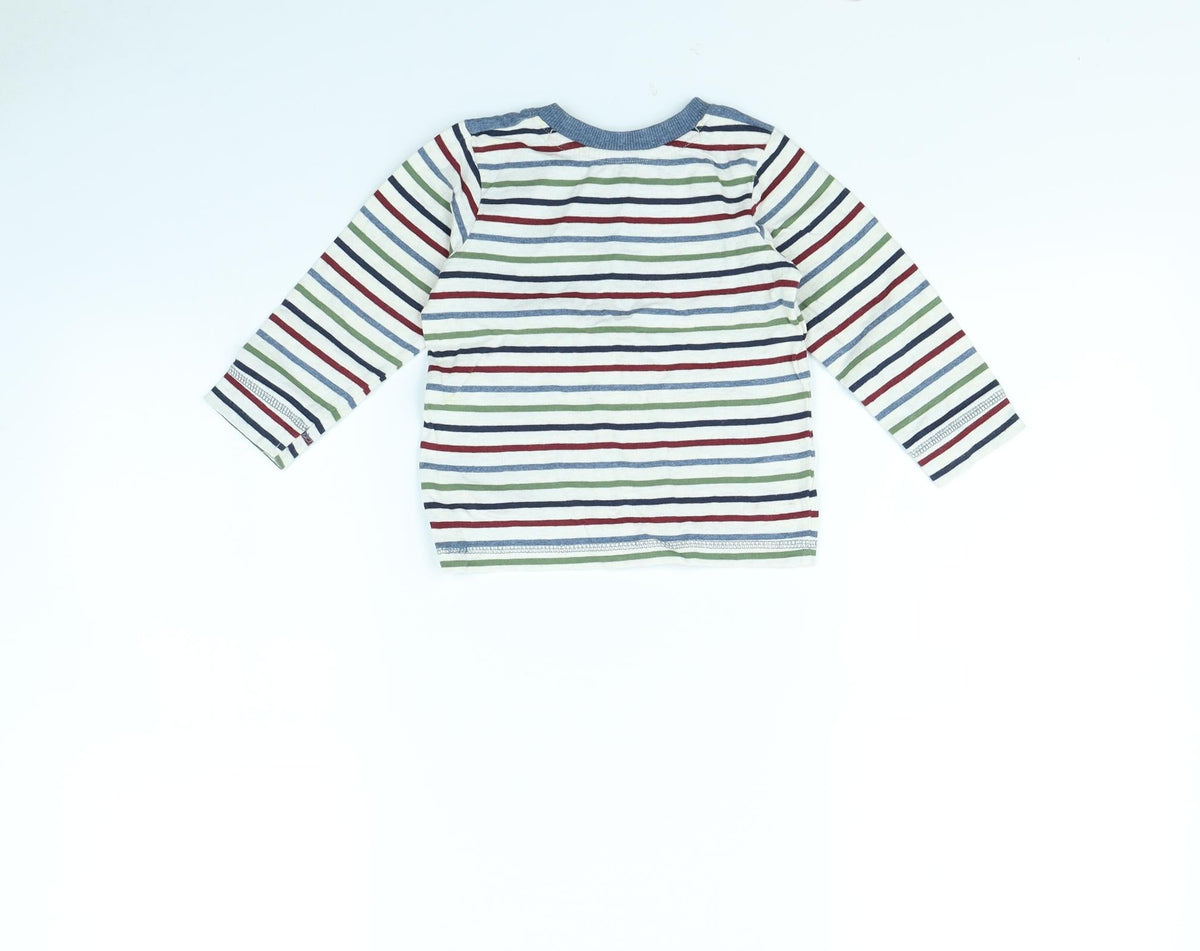 Back view of George boys’ multicoloured striped basic t-shirt, size 12, months