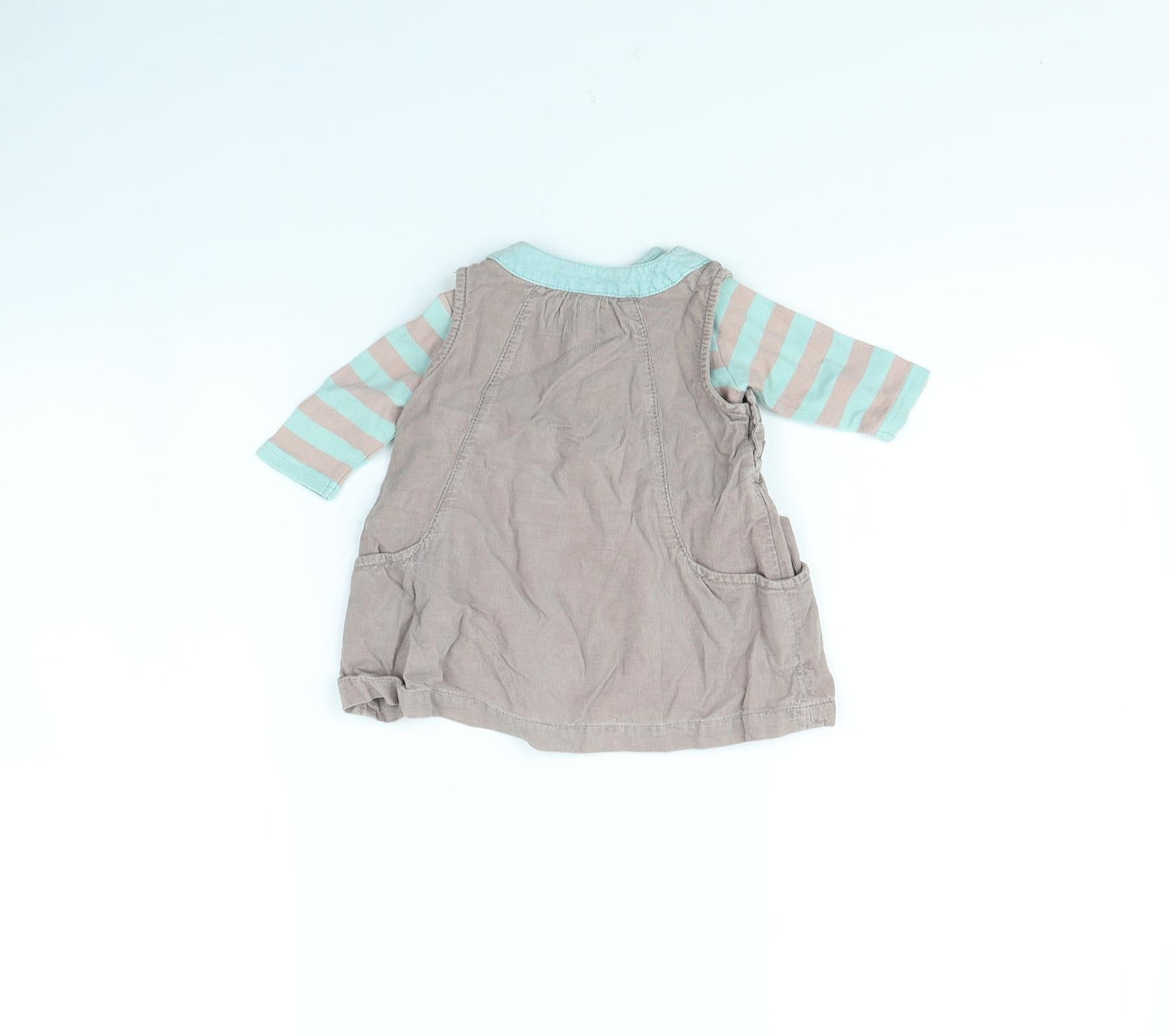 NEXT Girls Grey   Pinafore/Dungaree Dress  Size 0-3 Months