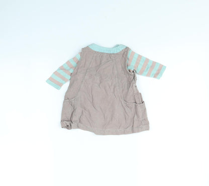 NEXT Girls Grey   Pinafore/Dungaree Dress  Size 0-3 Months