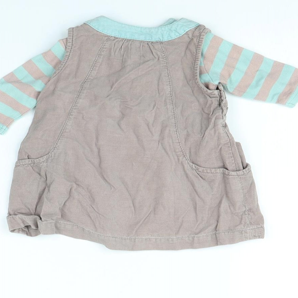 NEXT Girls Grey   Pinafore/Dungaree Dress  Size 0-3 Months