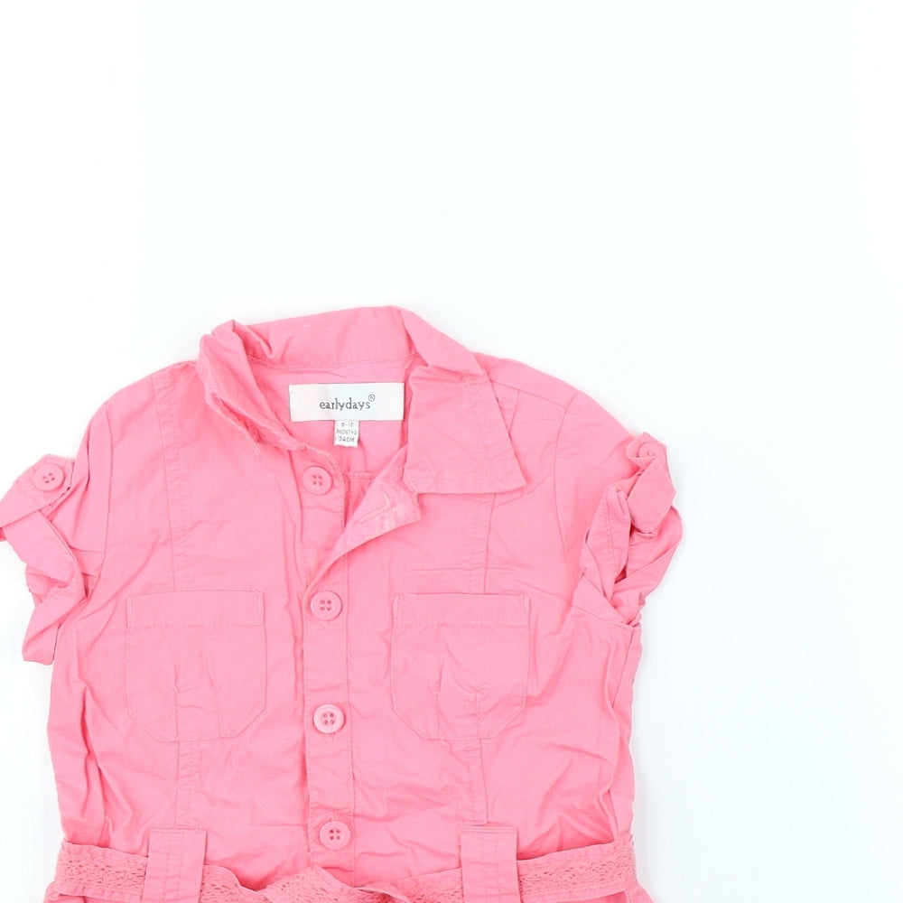 Early days Girls Pink   Pinafore/Dungaree Dress  Size 6-9 Months