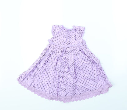 M&Co Girls Purple Polka Dot  Fit & Flare  Size 12 Months