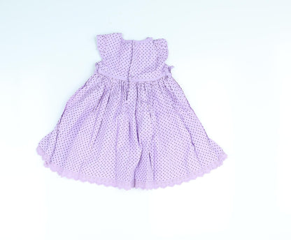 M&Co Girls Purple Polka Dot  Fit & Flare  Size 12 Months