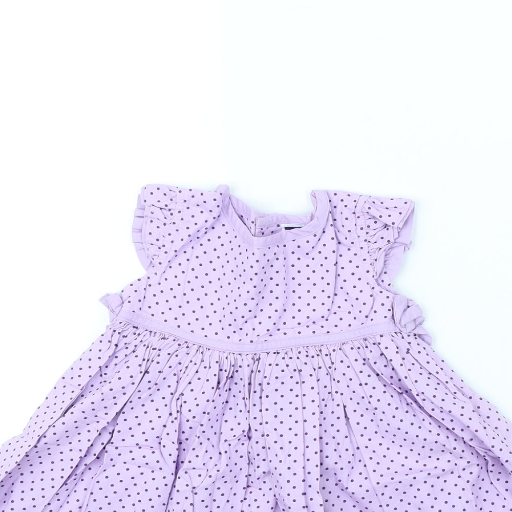 M&Co Girls Purple Polka Dot  Fit & Flare  Size 12 Months