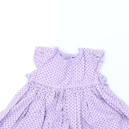 M&Co Girls Purple Polka Dot  Fit & Flare  Size 12 Months