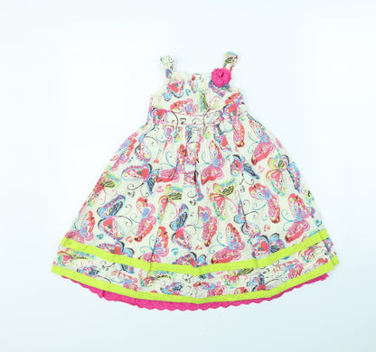 George Girls White Animal Print  Fit & Flare  Size 18 Months  - Butterflies