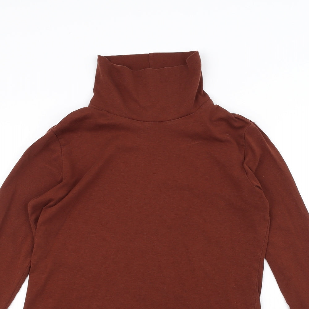 Womens UK Size M uni Brown Basic T-Shirt