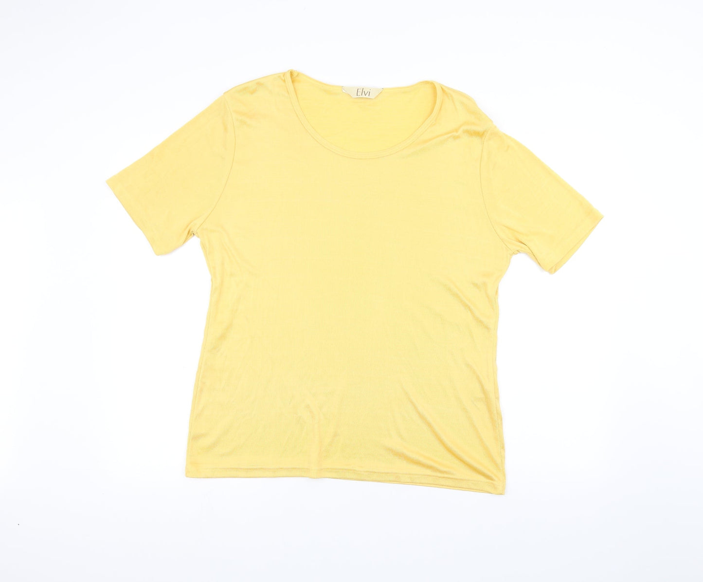 Womens UK Size M ELVI Yellow Basic T-Shirt