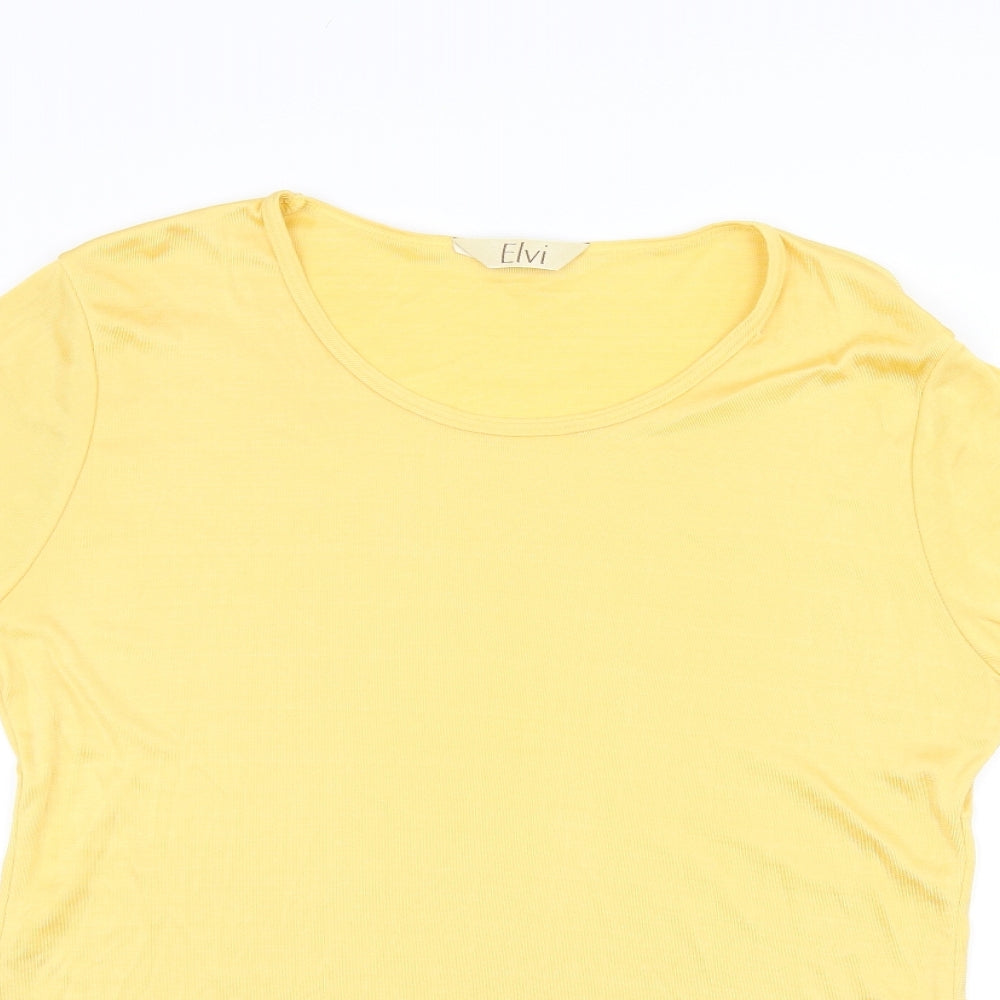 Womens UK Size M ELVI Yellow Basic T-Shirt
