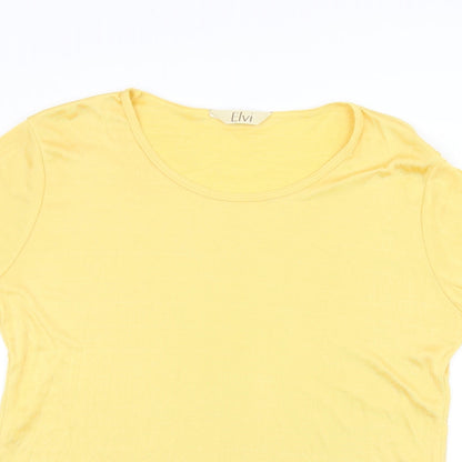Womens UK Size M ELVI Yellow Basic T-Shirt