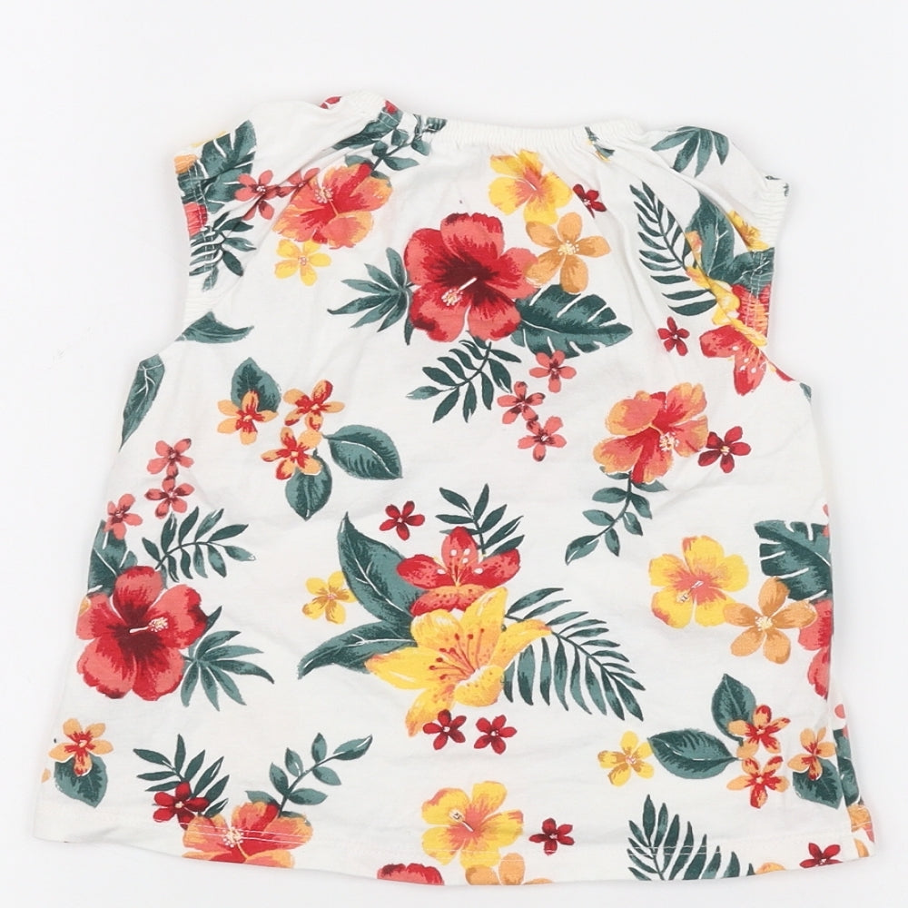 Nutmeg Baby White Floral  Basic T-Shirt Size 12-18 Months