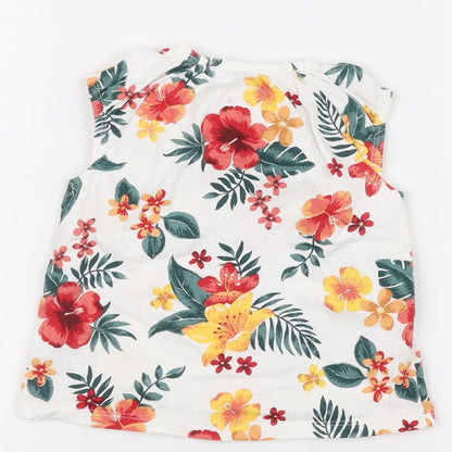 Nutmeg Baby White Floral  Basic T-Shirt Size 12-18 Months