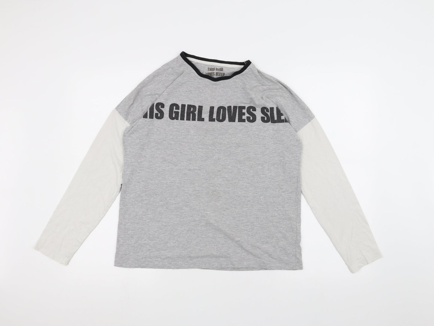 Preworn Girls Grey   Basic T-Shirt Size 15 Years  - this girl loves sleep