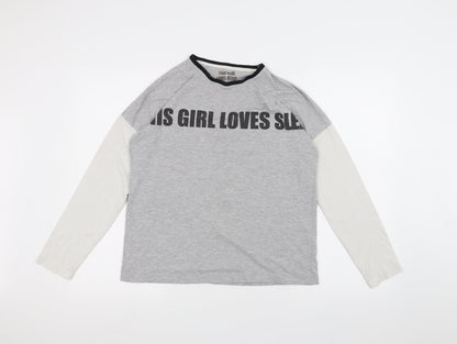 Preworn Girls Grey   Basic T-Shirt Size 15 Years  - this girl loves sleep