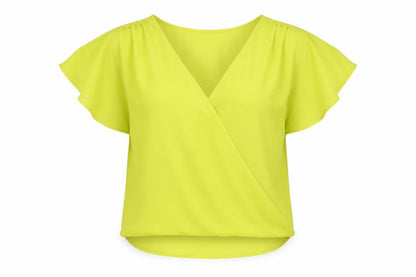 Front view of New Look women’s green basic blouse, size UK 12