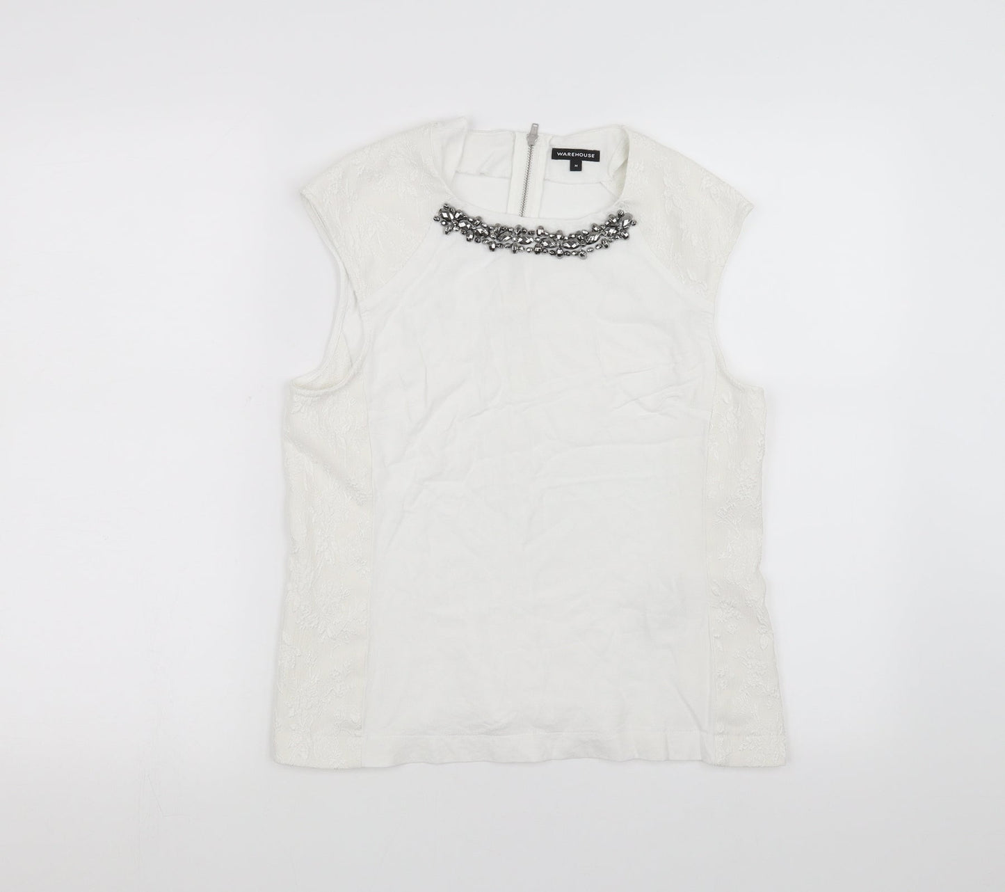 Womens UK Size M Warehouse White Basic Tank
