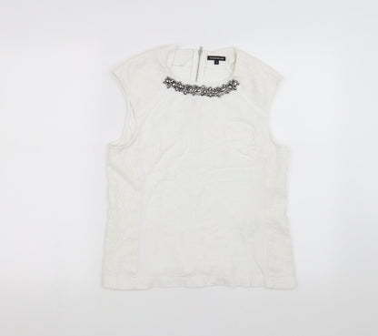 Womens UK Size M Warehouse White Basic Tank
