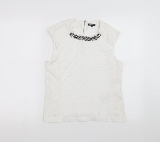 Womens UK Size M Warehouse White Basic Tank