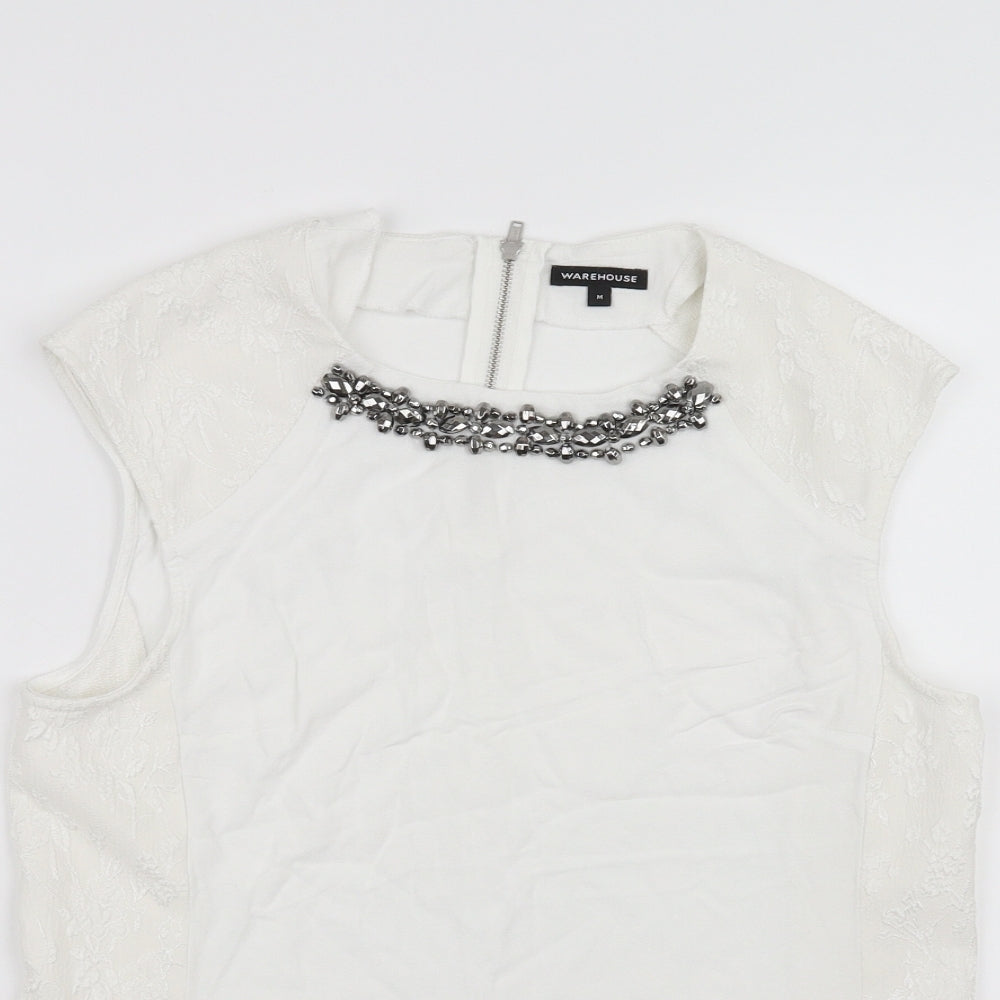 Womens UK Size M Warehouse White Basic Tank