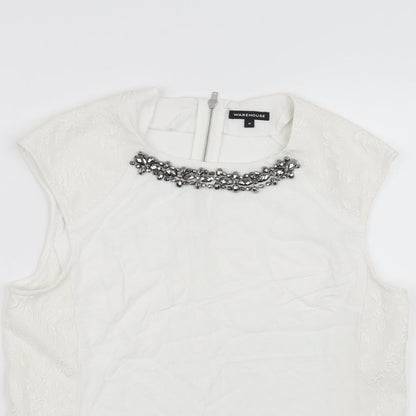 Womens UK Size M Warehouse White Basic Tank