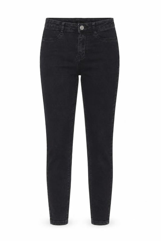 Front view of lawless women’s black jegging jeans, size UK 8, 27-inch leg