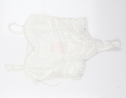 Womens UK Size 12 Preworn White Cropped Blouse