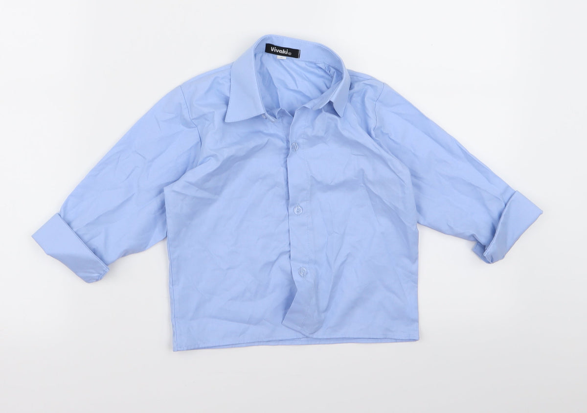 Additional front view of VivaKi boys’ blue basic button-up, size 3, years