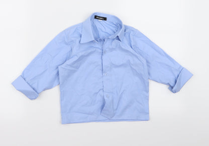 Additional front view of VivaKi boys’ blue basic button-up, size 3, years