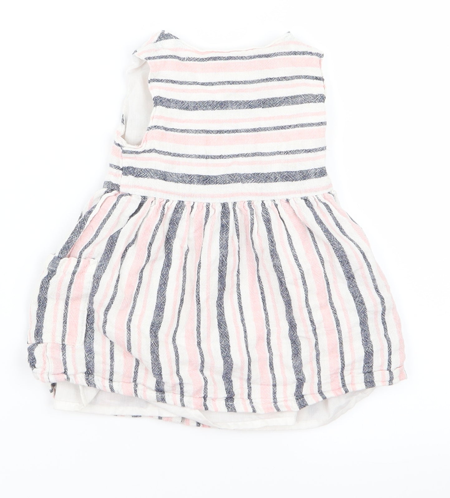 Primark Girls Pink Striped Ramie A-Line  Size 6-9 Months