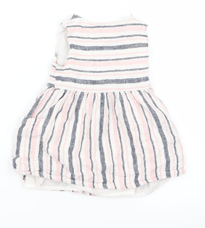 Primark Girls Pink Striped Ramie A-Line  Size 6-9 Months