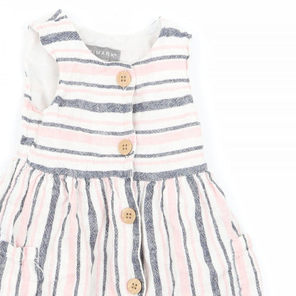 Primark Girls Pink Striped Ramie A-Line  Size 6-9 Months