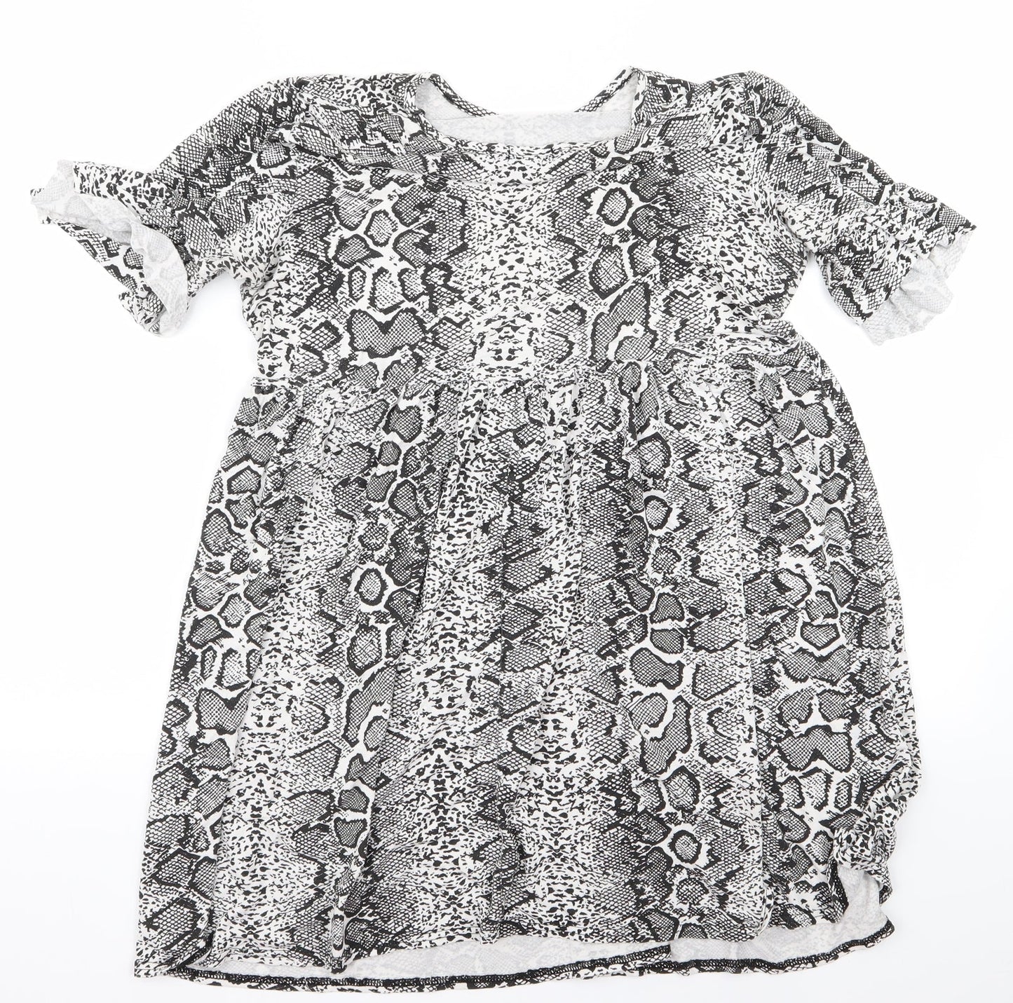 Boohoo Womens Black Animal Print  Fit & Flare  Size 12