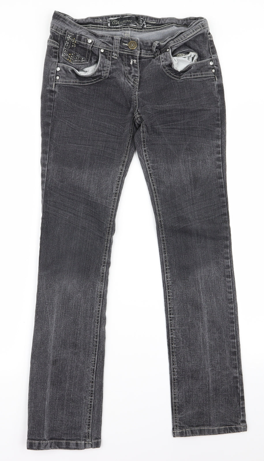chickster Womens Grey   Tapered Jeans Size 8 L29 in