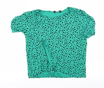 Womens UK Size 12 Preworn Green Basic T-Shirt