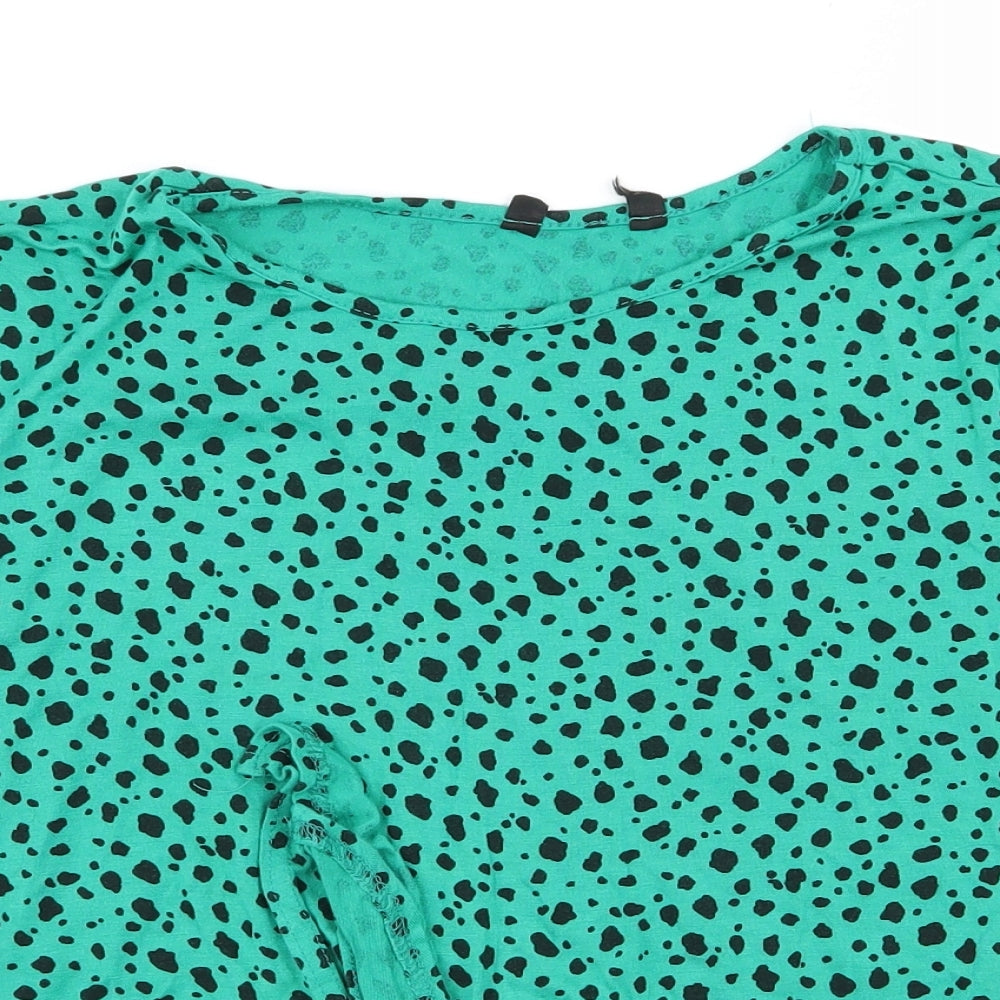 Womens UK Size 12 Preworn Green Basic T-Shirt