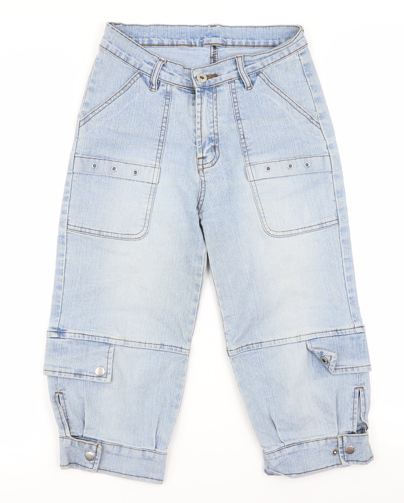 Mens UK Size 24 Preworn Regular Fit Capri Blue Jeans