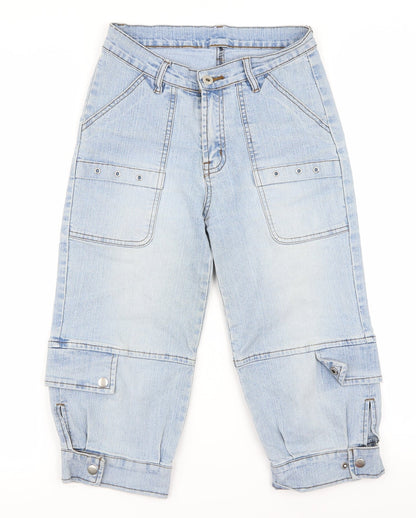 Mens UK Size 24 Preworn Regular Fit Capri Blue Jeans