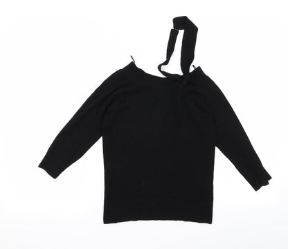 Additional front view of selet women’s black basic t-shirt, size UK 10, - v