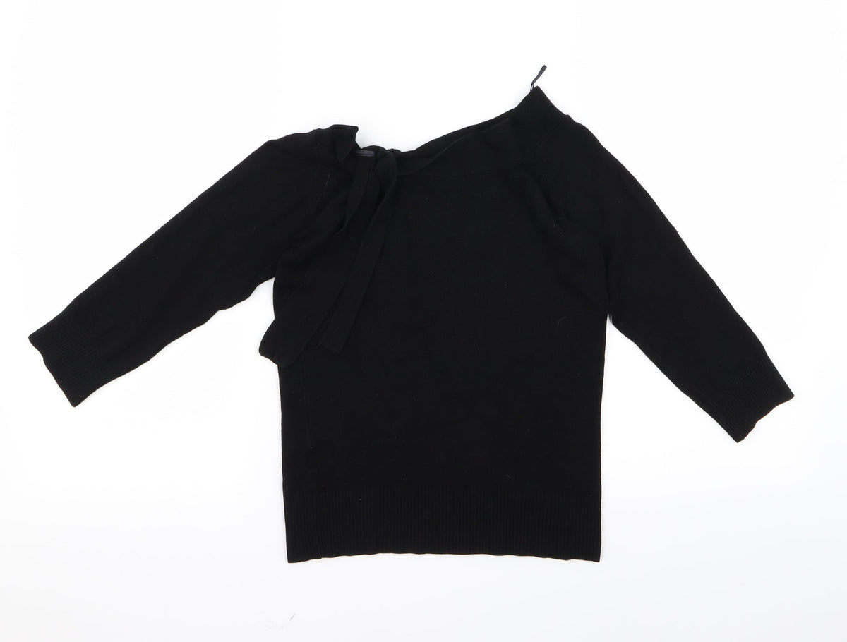 Back view of selet women’s black basic t-shirt, size UK 10, - v