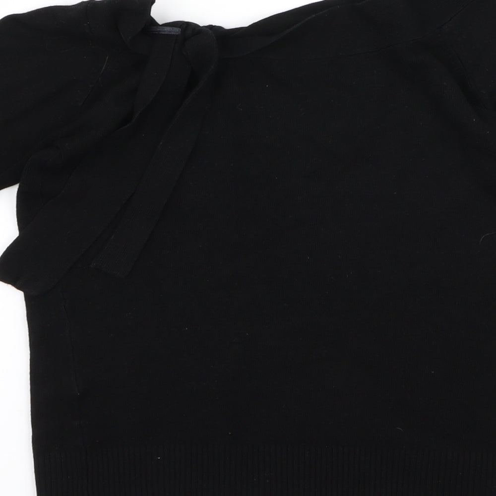 Brand and care label for selet women’s black basic t-shirt, size UK 10, - v
