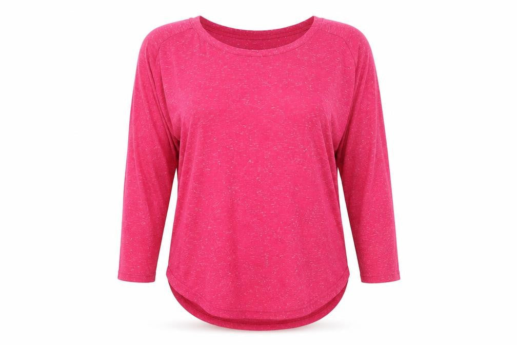 Front view of Preworn women’s pink paisley basic t-shirt, size UK 12