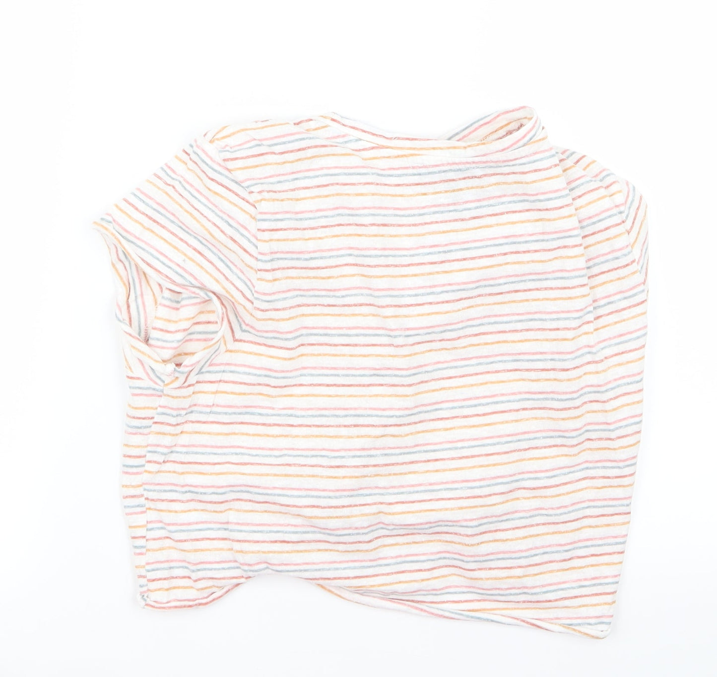 Primark Womens White Striped  Cropped T-Shirt Size S