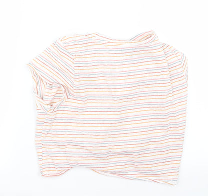 Primark Womens White Striped  Cropped T-Shirt Size S