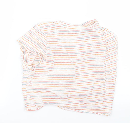 Primark Womens White Striped  Cropped T-Shirt Size S