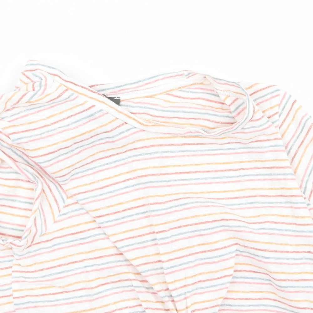 Primark Womens White Striped  Cropped T-Shirt Size S