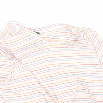 Primark Womens White Striped  Cropped T-Shirt Size S