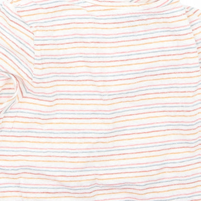 Primark Womens White Striped  Cropped T-Shirt Size S