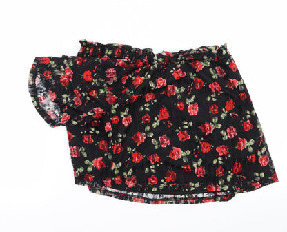 Primark Womens Black Floral  Cropped Tank Size 12