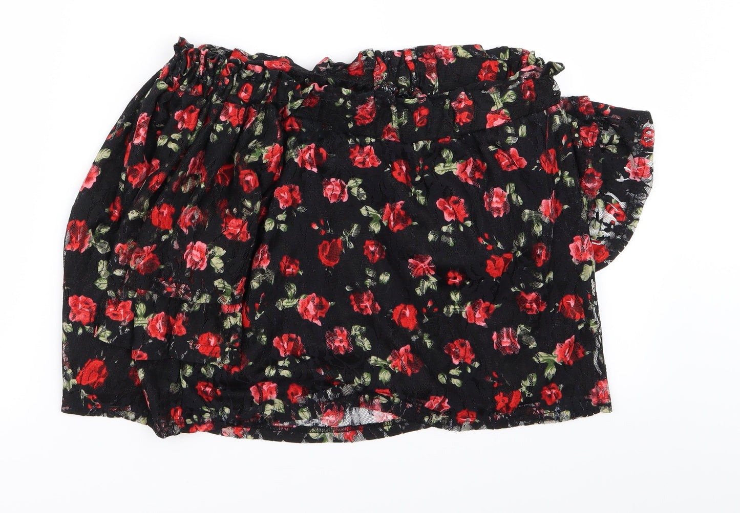 Primark Womens Black Floral  Cropped Tank Size 12